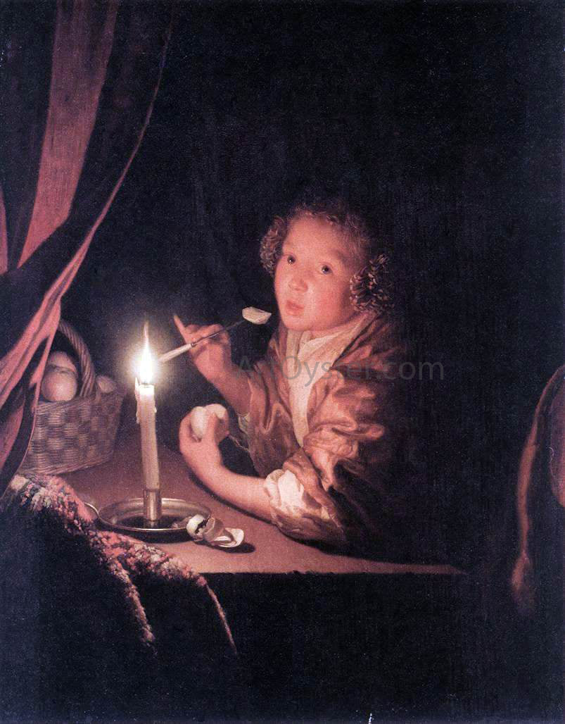 Godfried Schalcken Girl Eating an Apple - Canvas Print