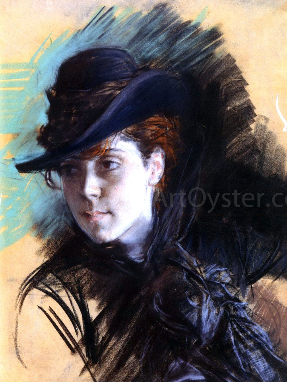 Giovanni Boldini Girl In A Black Hat - Canvas Print