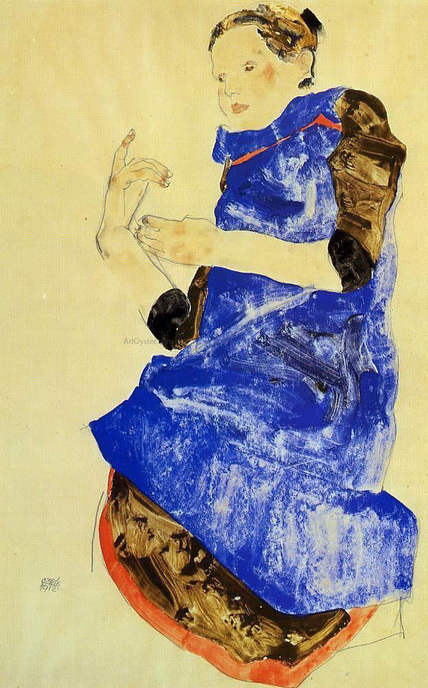 Egon Schiele Girl in a Blue Apron - Canvas Print
