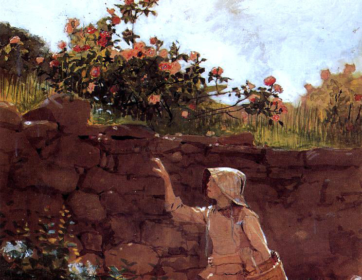 Winslow Homer Girl in a Garden - Canvas Print