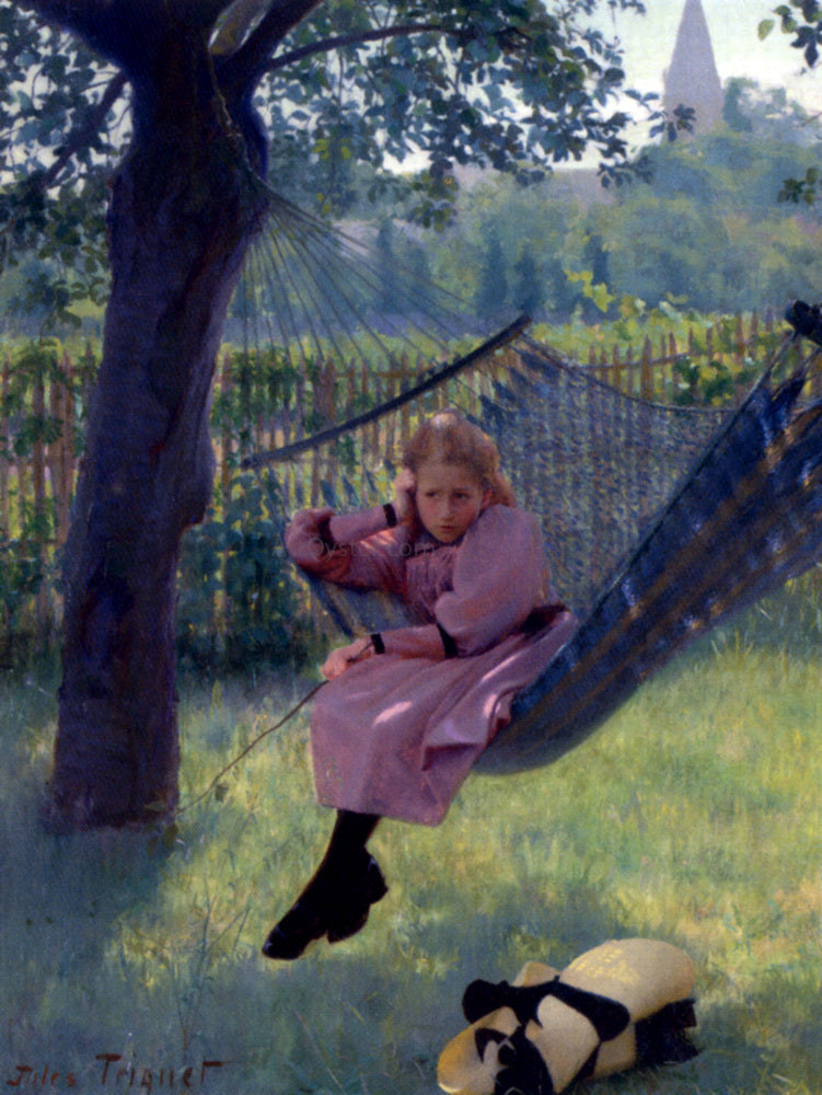 Jules Octave Triquet A Girl in a Hammock - Canvas Print