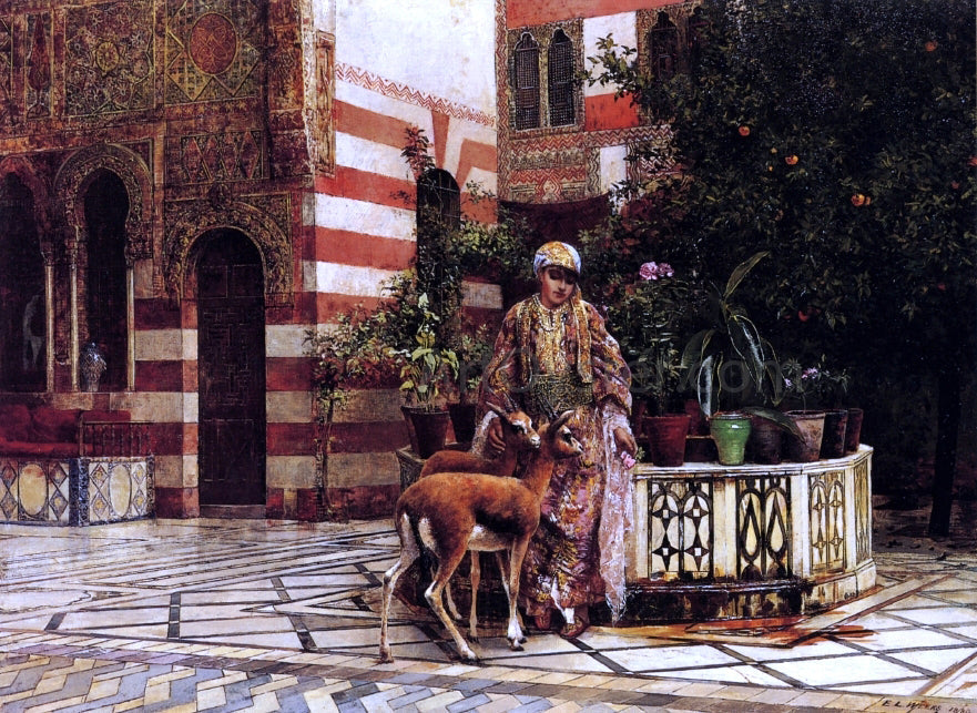 Edwin Lord Weeks Girl in a Moorish Courtyard - Canvas Print
