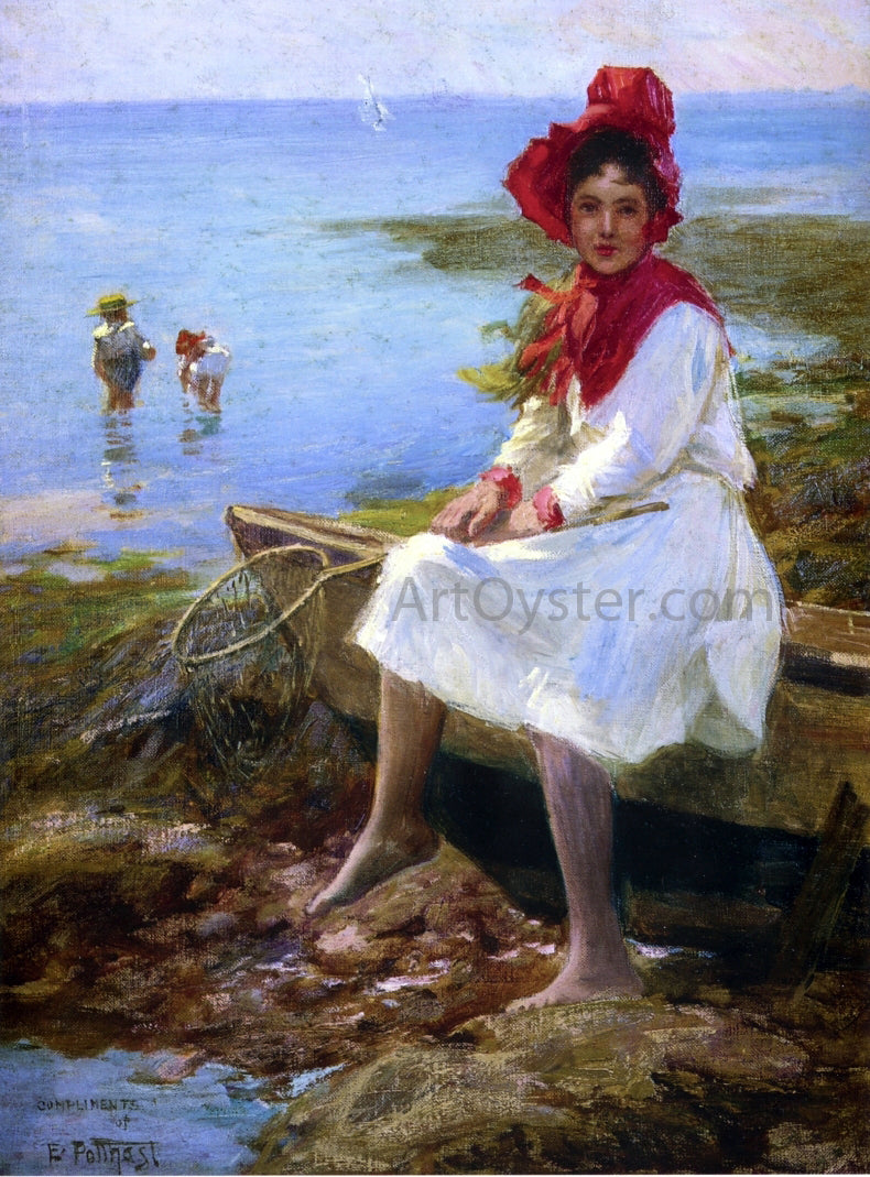 Edward Potthast Girl in a Red Bonnet - Canvas Print