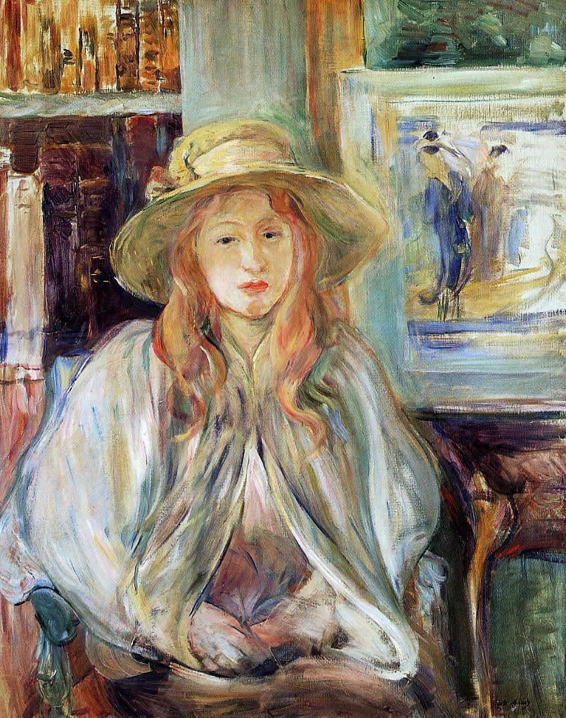 Berthe Morisot Girl in a Straw Hat - Canvas Print