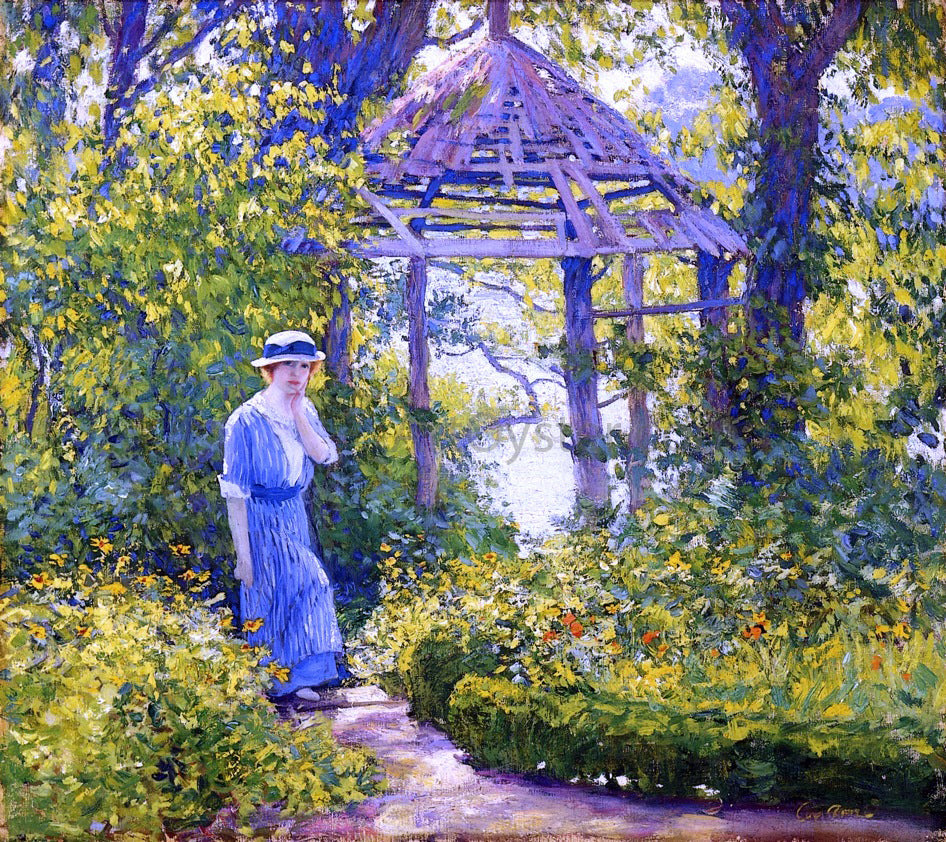 Guy Orlando Rose A Girl in a Wickford Garden, New England - Canvas Print