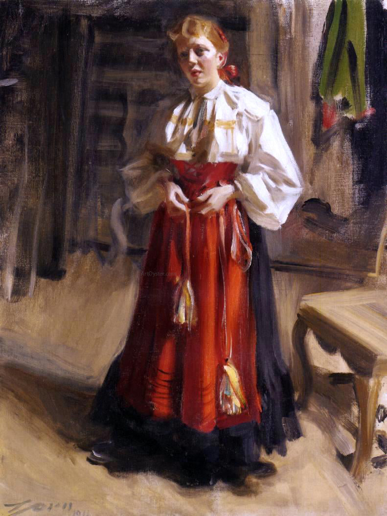 Anders Zorn Girl in an Orsa Costume - Canvas Print