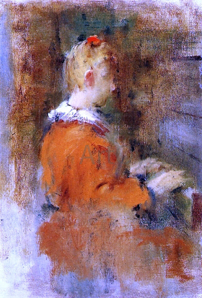Theodore Robinson Girl in Red at the Piano - Canvas Print