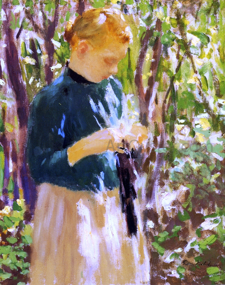 Gari Melchers Girl Knitting - Canvas Print