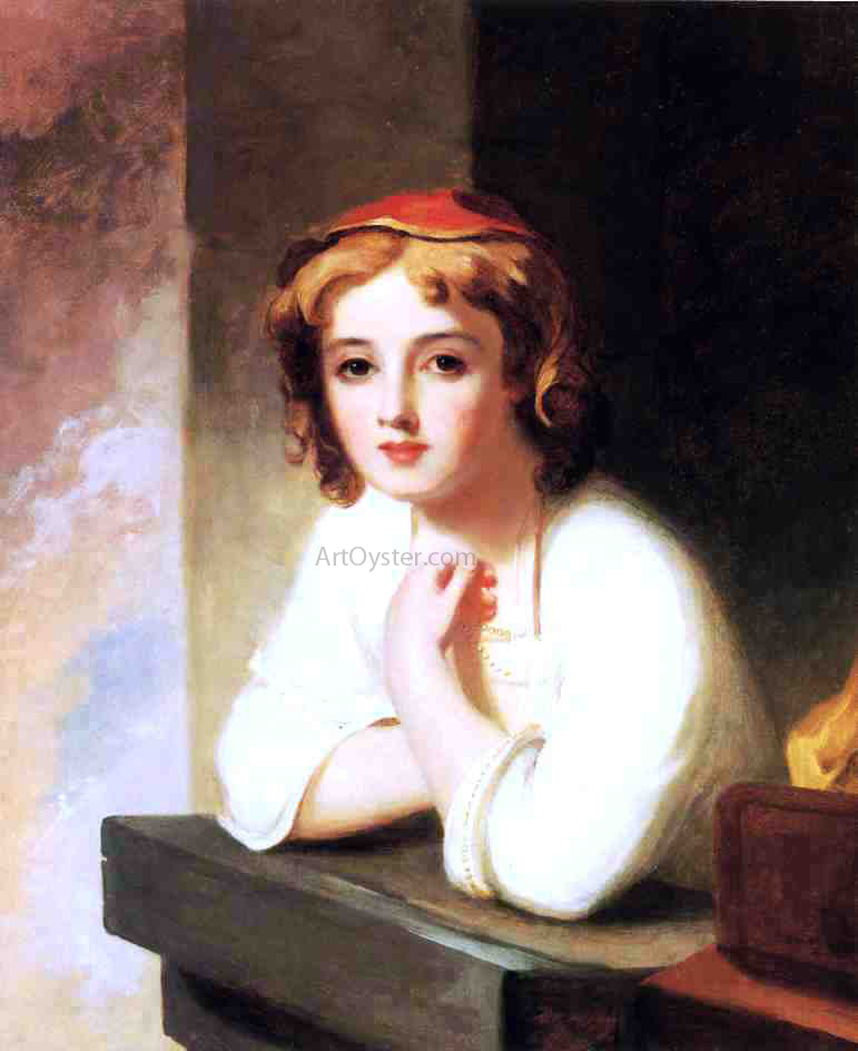 Thomas Sully Girl Leaning at a Window - Canvas Print