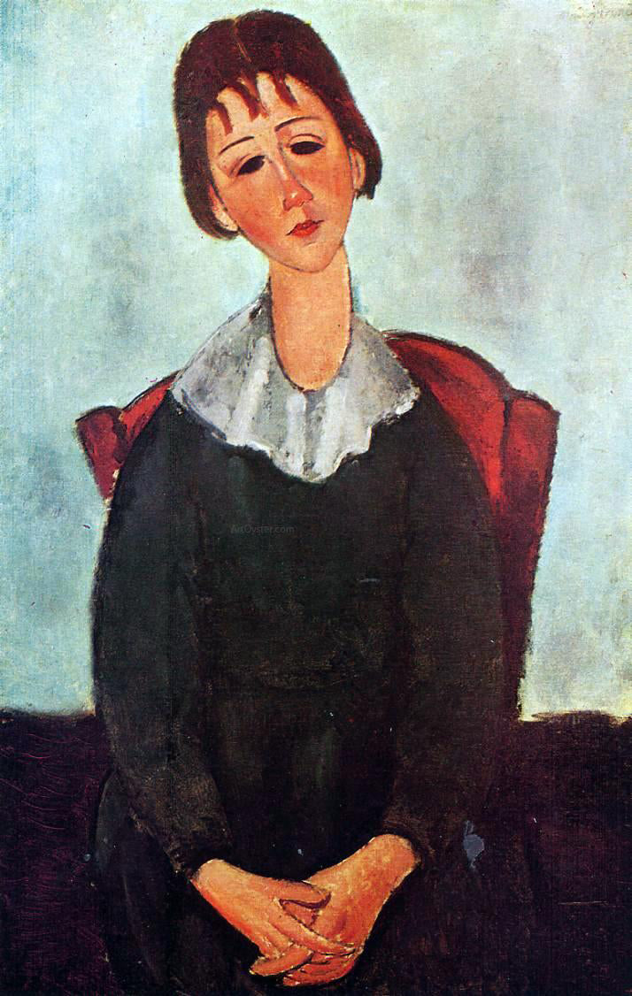 Amedeo Modigliani A Girl on a Chair (also known as Mademoiselle Huguette) - Canvas Print