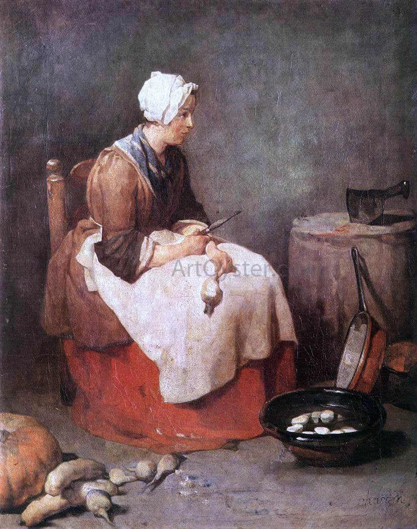 Jean-Baptiste-Simeon Chardin Girl Peeling Vegetables - Canvas Print