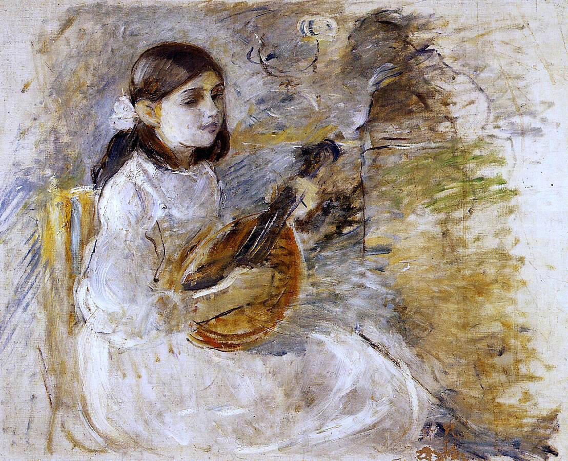 Berthe Morisot Girl Playing the Mandolin - Canvas Print