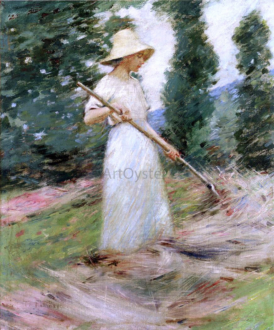 Theodore Robinson Girl Raking Hay - Canvas Print