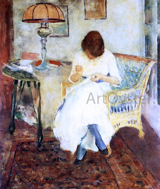 Charles Webster Hawthorne A Girl Sewing - Canvas Print