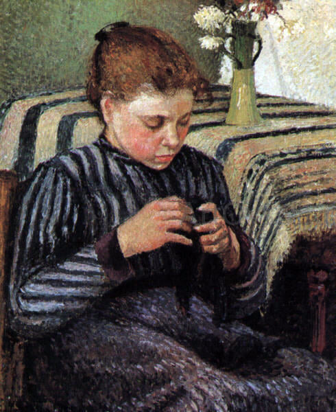 Camille Pissarro Girl Sewing - Canvas Print