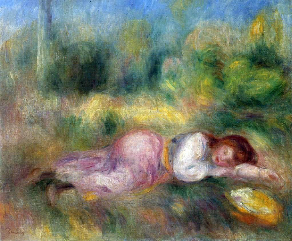 Pierre Auguste Renoir A Girl Streched out on the Grass - Canvas Print