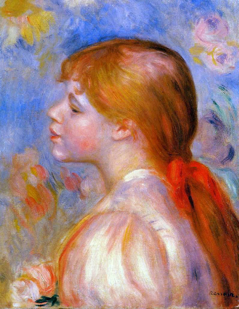 Pierre Auguste Renoir Girl with a Red Hair Ribbon - Canvas Print