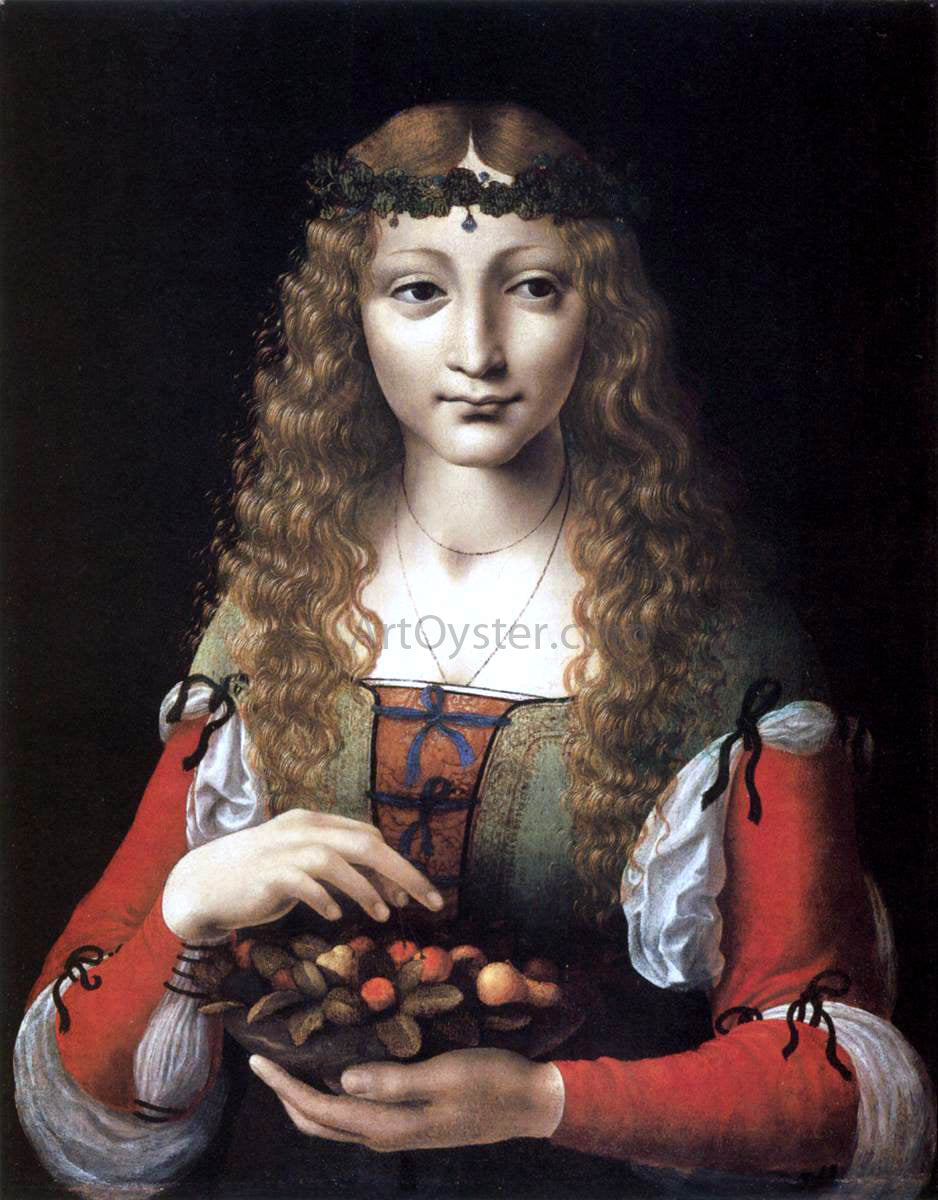 Ambrogio De Predis Girl with Cherries - Canvas Print
