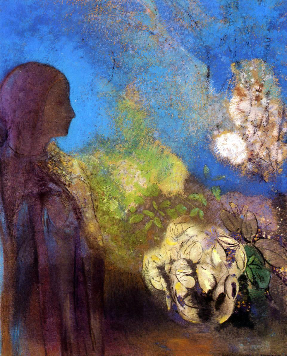 Odilon Redon Girl with Chrysanthemums - Canvas Print