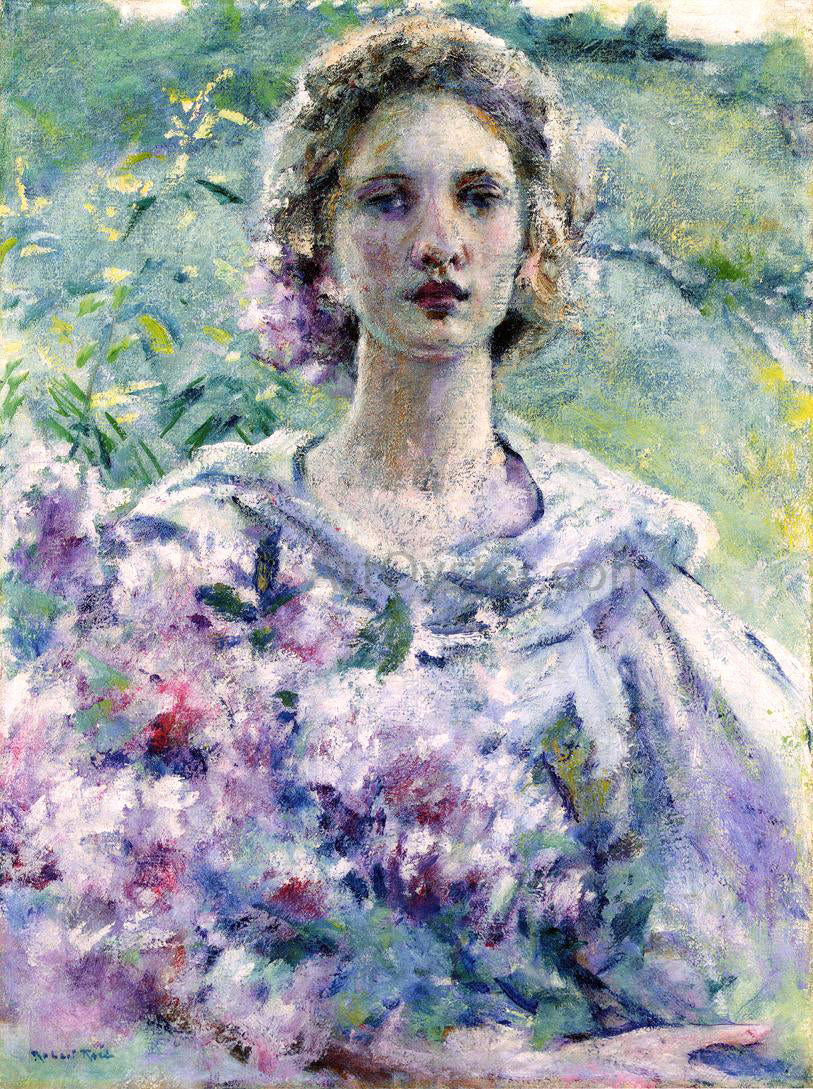 Robert Lewis Reid Girl with Flowers - Canvas Print