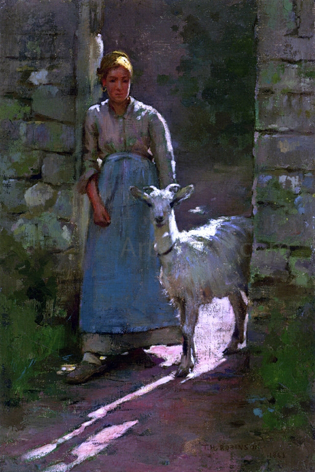 Theodore Robinson Girl with Goat - Canvas Print