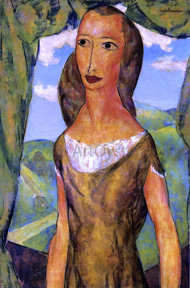 Alfred Henry Maurer Girl with Landscape - Canvas Print