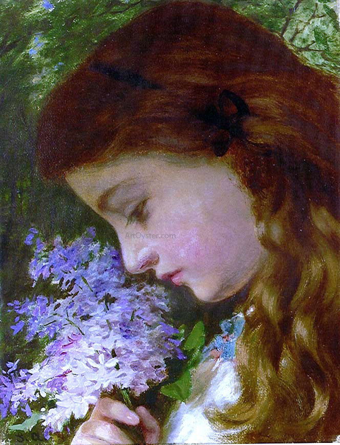 Sophie Anderson Girl with Lilacs - Canvas Print