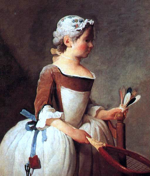 Jean-Baptiste-Simeon Chardin Girl with Racket and Shuttlecock - Canvas Print