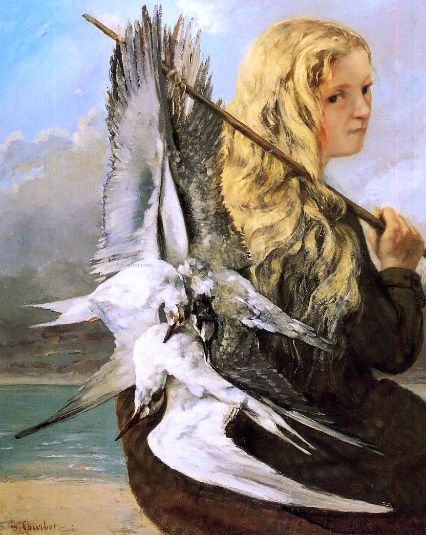 Gustave Courbet Girl with Seagulls, Trouville - Canvas Print