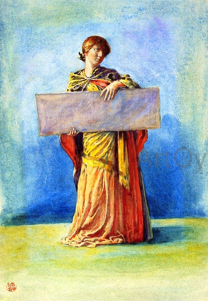 John La Farge Girl with Tablet - Canvas Print