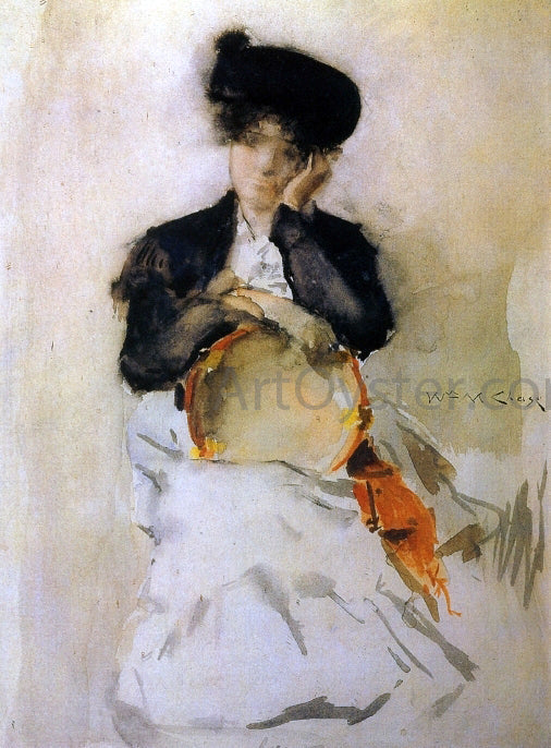 William Merritt Chase Girl with Tambourine - Canvas Print