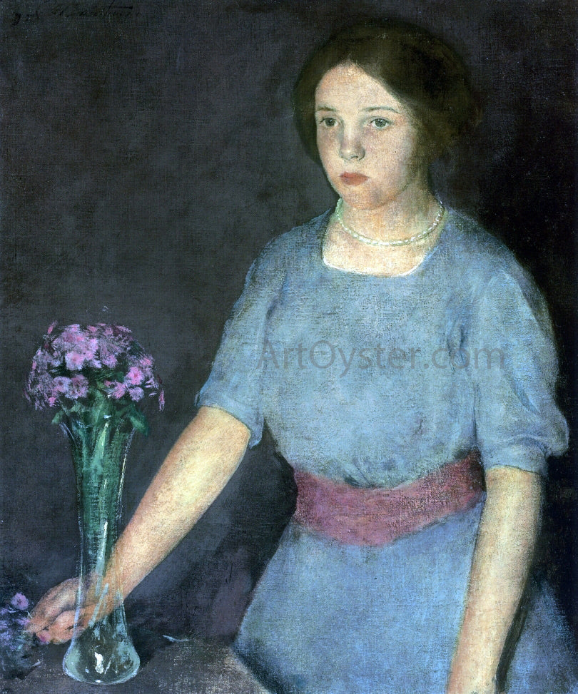 Charles Webster Hawthorne Girl with Vase - Canvas Print