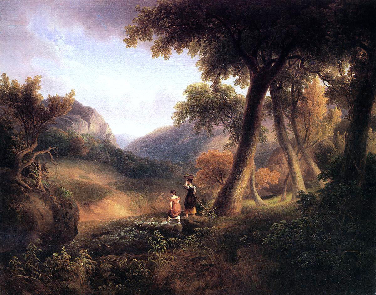 Thomas Doughty Girls Crossing the Brook - Canvas Print