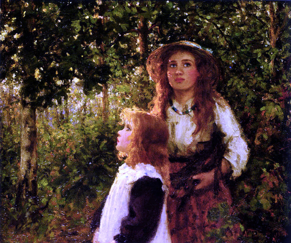Gertrude Nellie Dixon Girls Gathering Firewood - Canvas Print