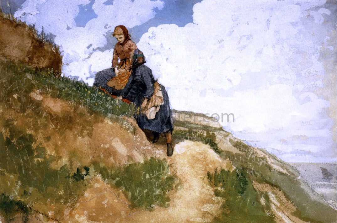 Winslow Homer Girls on a Cliff - Canvas Print