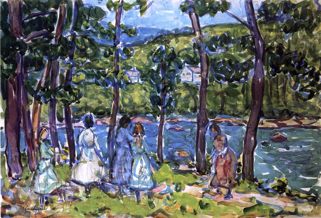 Maurice Prendergast Girls on the Riverbank - Canvas Print
