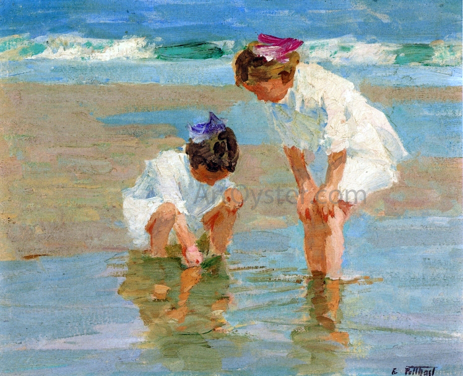 Edward Potthast Girls Playing in Surf - Canvas Print