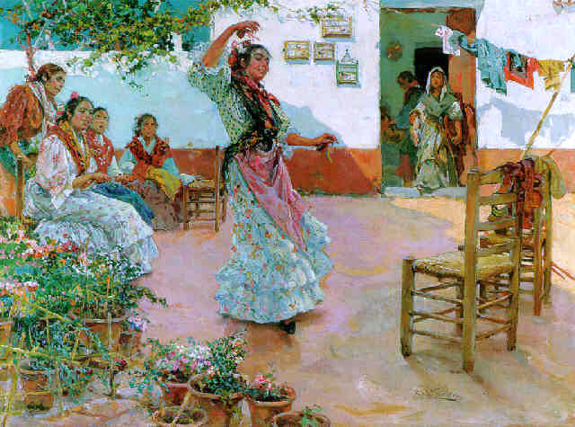 Manuel Ruiz Guerrero Gitanas en el Patio - Canvas Print
