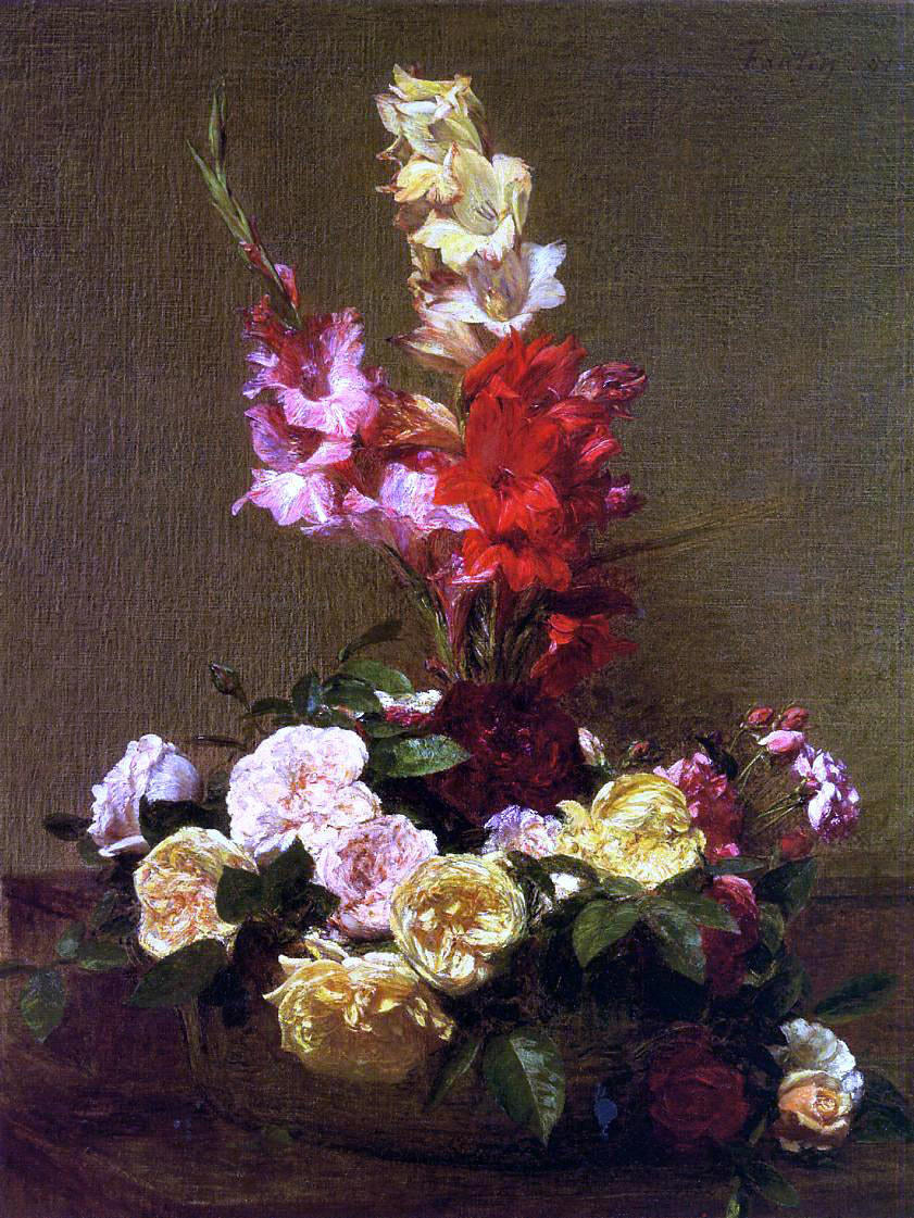 Henri Fantin-Latour Gladiolas and Roses - Canvas Print
