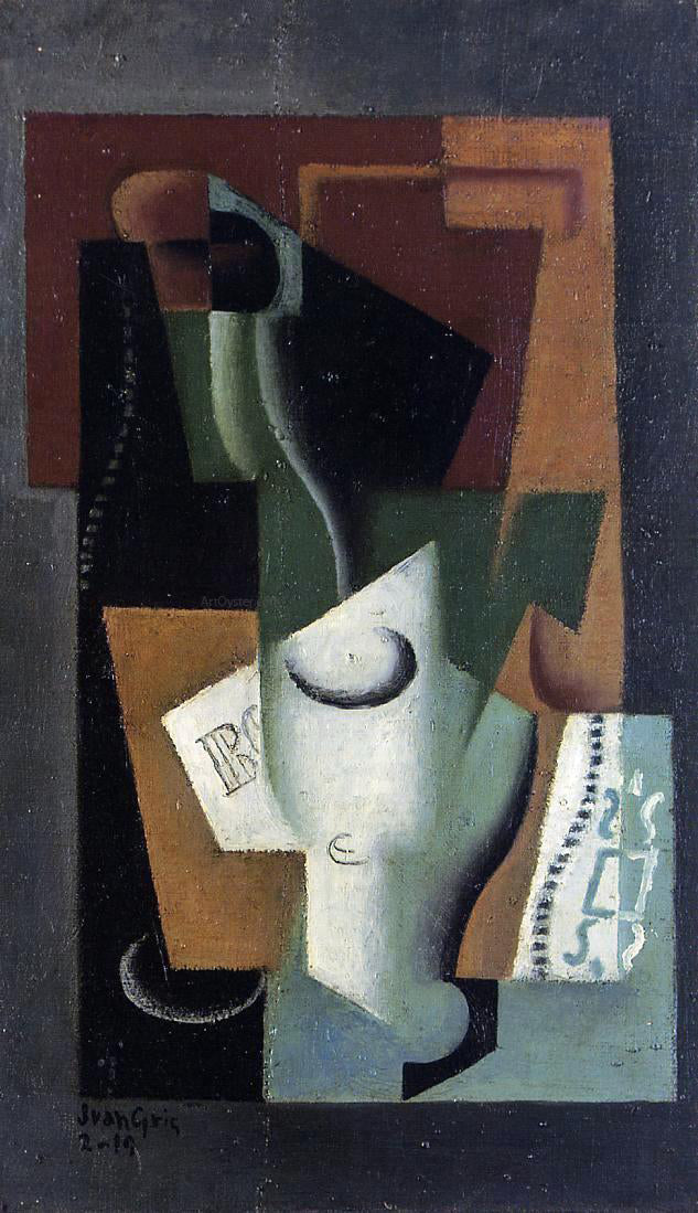 Juan Gris Glass and Bottle - Canvas Print