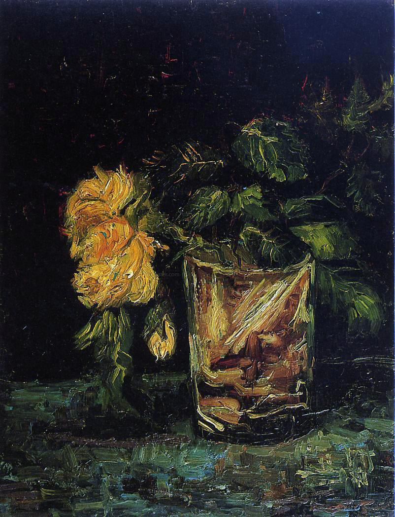 Vincent Van Gogh Glass with Roses - Canvas Print