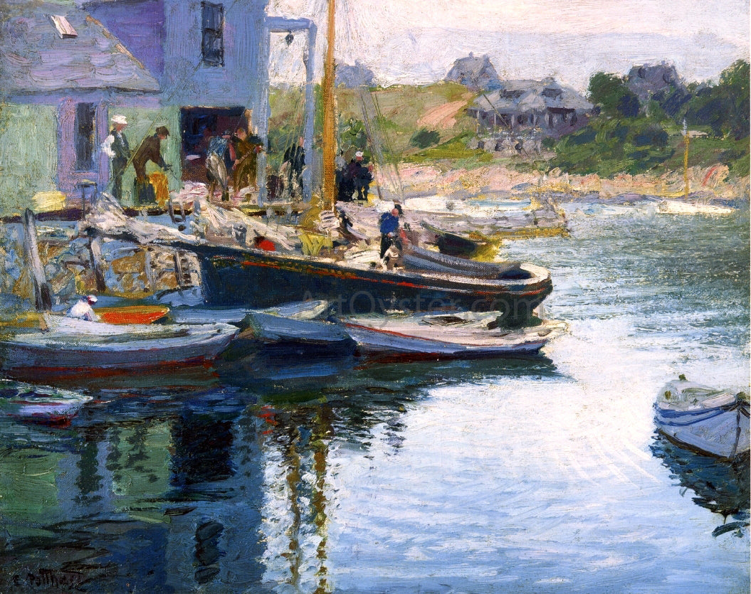 Edward Potthast Gloucester Bay and Dock - Canvas Print