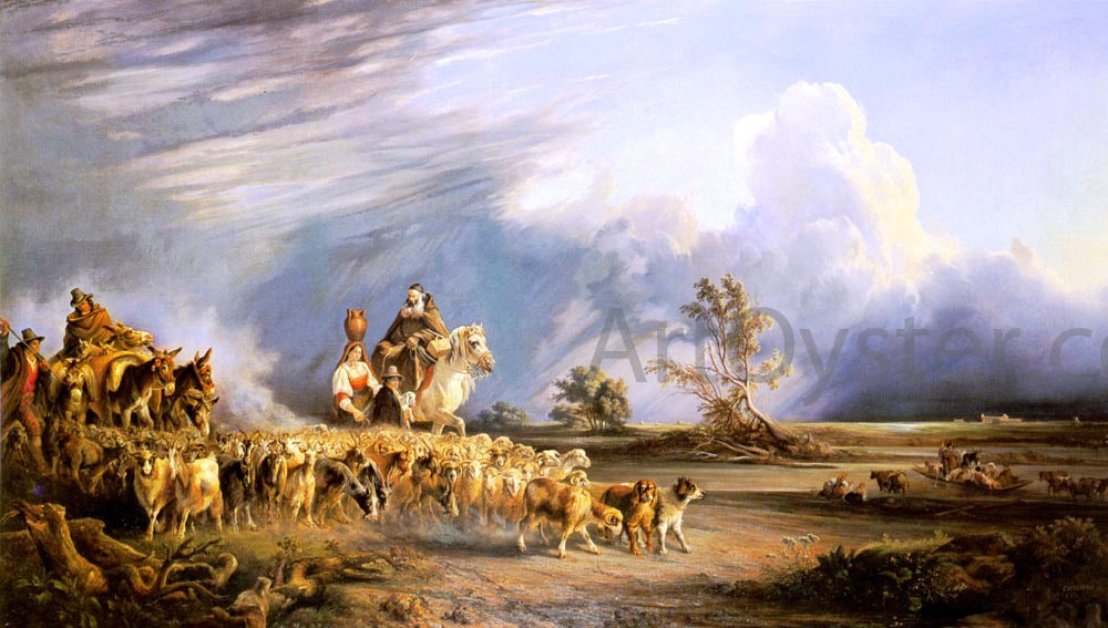 Consalvo Carelli Goat Herders In A Neapolitan Landscape - Canvas Print