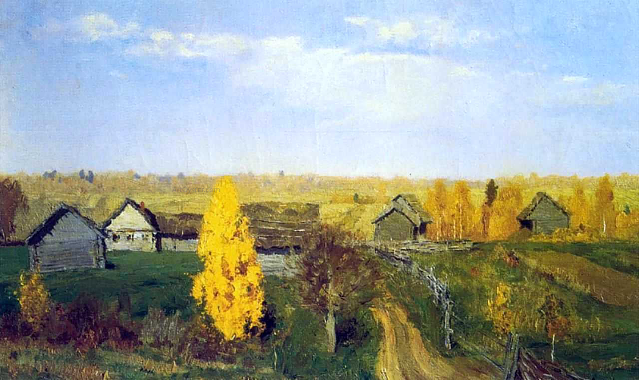 Isaac Ilich Levitan Golden Autumn, Village - Canvas Print