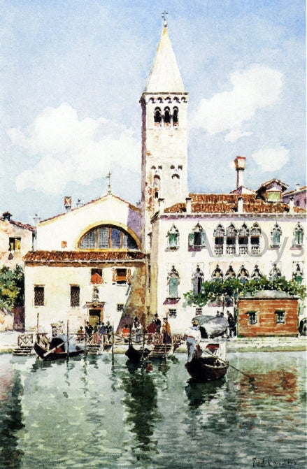 Federico Del Campo Gondolas on a Venetian Canal - Canvas Print