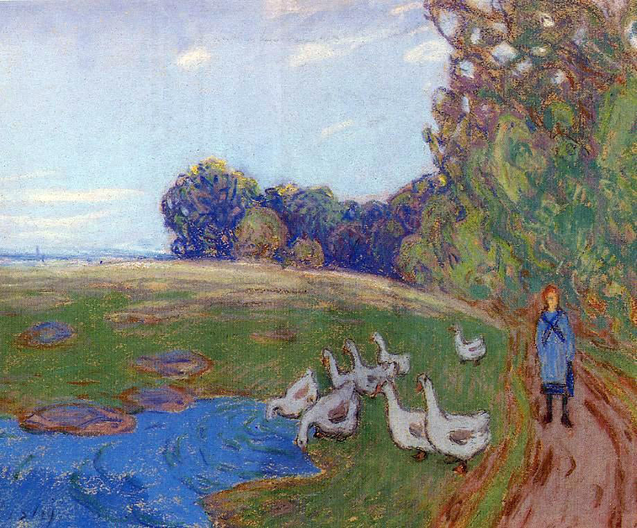 Alfred Sisley Goose Girl - Canvas Print