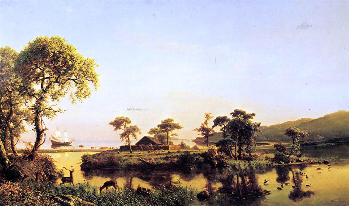 Albert Bierstadt Gosnold at Cuttyhunk, 1602 - Canvas Print