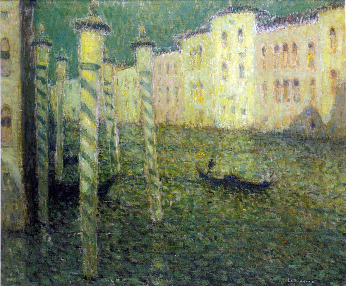 Henri Le Sidaner Grand Canal in Venice - Full Moon - Canvas Print