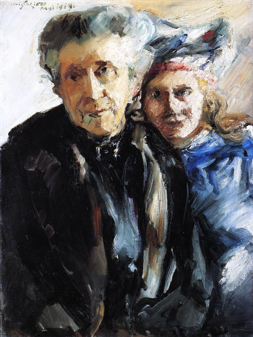 Lovis Corinth Grandmother and Granddaughter - Canvas Print