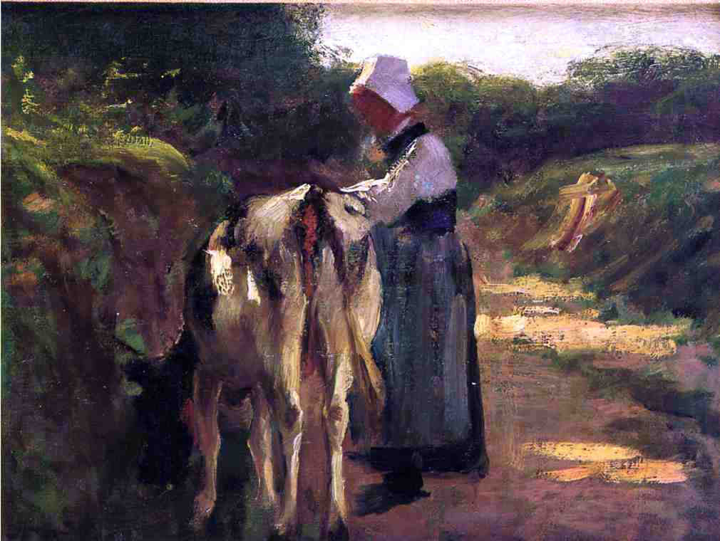 Edward Potthast Grazing by the Roadside - Canvas Print